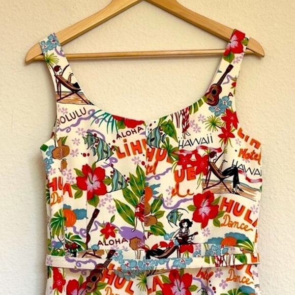 Vintage David Meister Aloha Hawaii Hula Summer Dress 100% Silk Neimans Size 8 - Picture 7 of 15